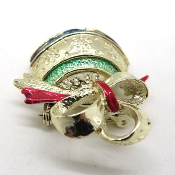 Vintage Gerrys Brooch Gold Tone Enamel Christmas Ornament 2" Pin Red Bow Accent - Picture 4 of 8